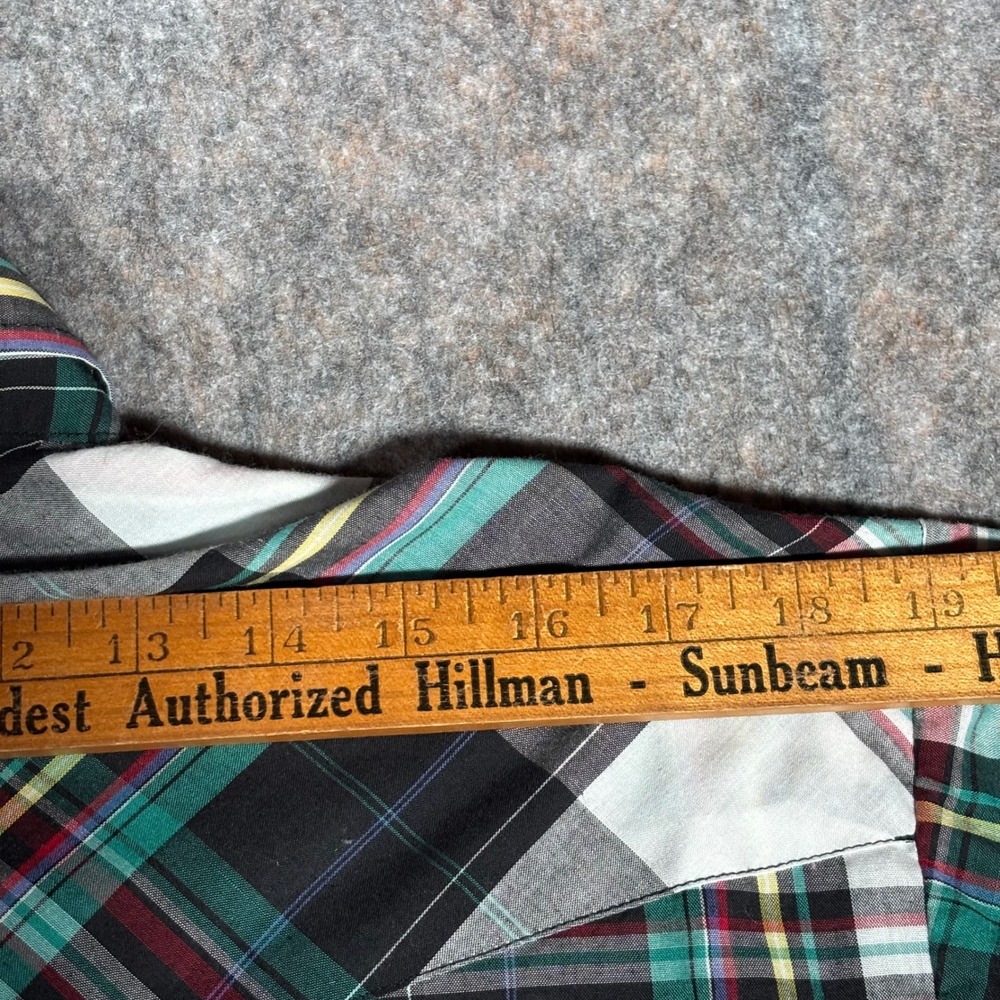 VTG Ely Cattleman Western Shirt Mens L Multi Color Teal Plaid Pearl Snap‎ Cowboy - Picture 8 of 11